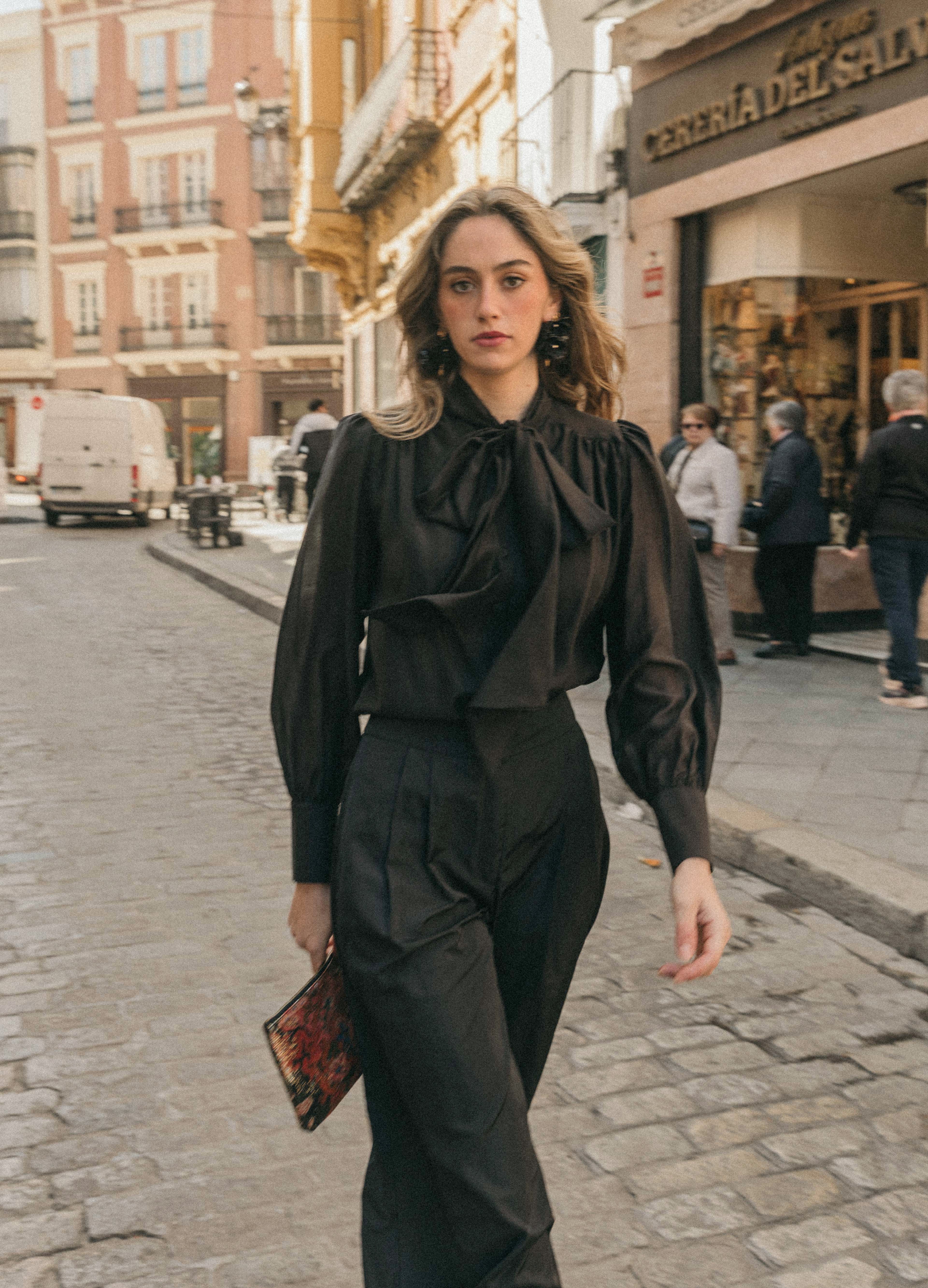 Tiana-Riley black blouse and pants set