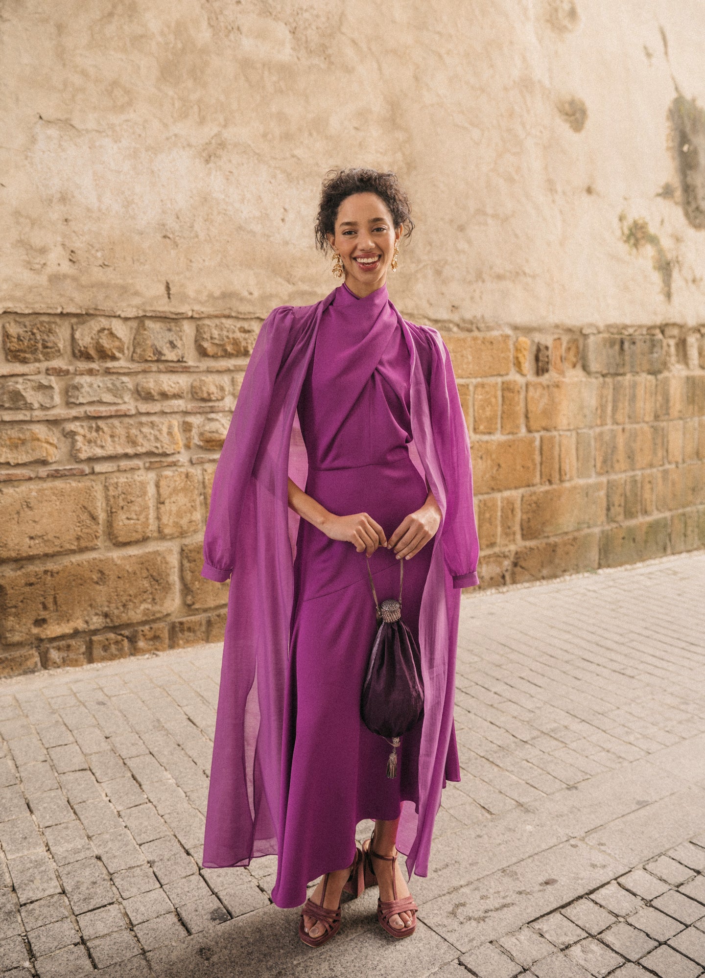 Conjunto de vestido y abrigo buganvilla Zaria-Chelsey