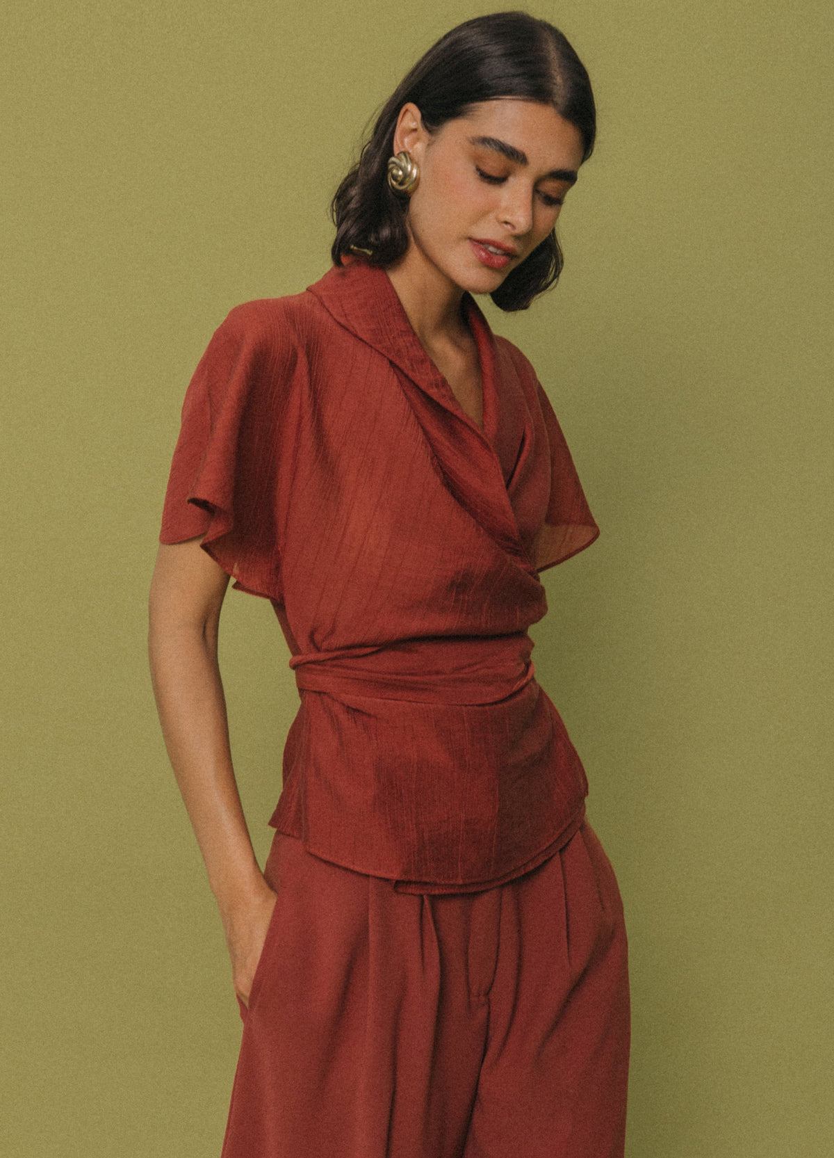 Blusa Edwina terracota, vista frontal