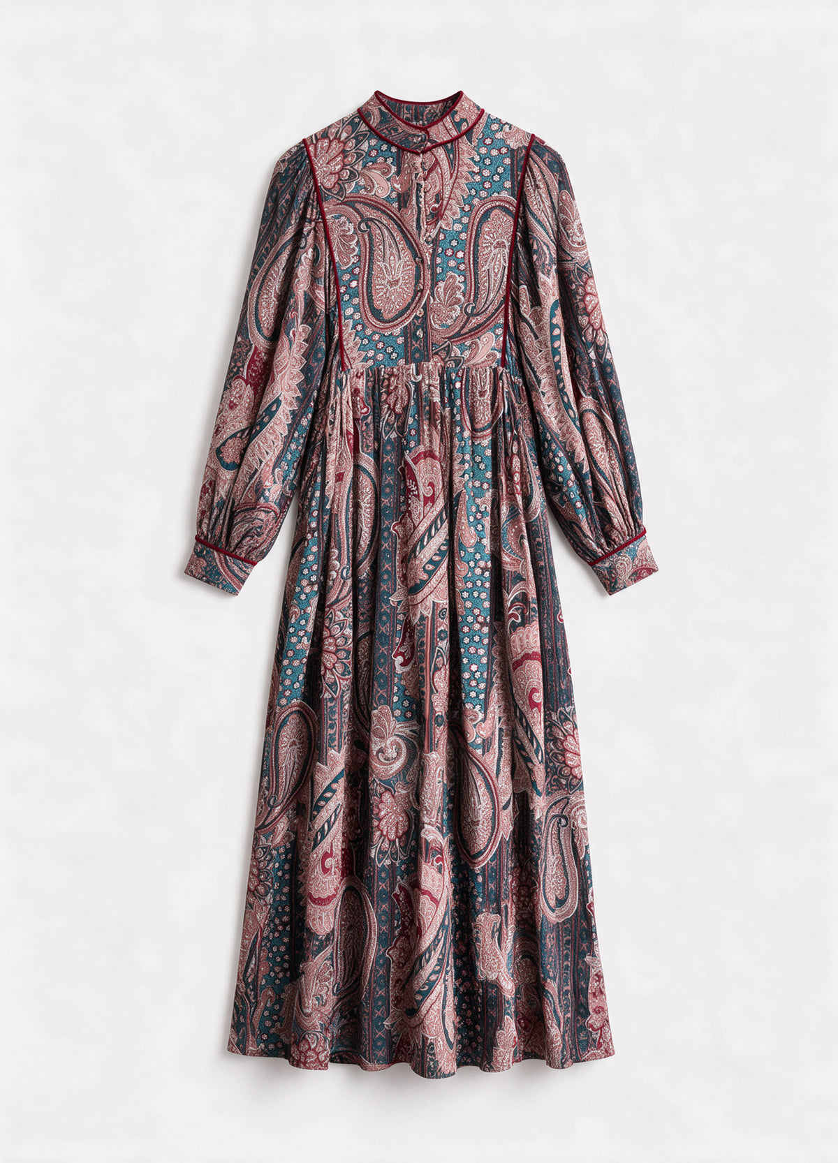 Vestido Aberdeen largo de viscosa con estampado paisley, foto de producto | Cherubina