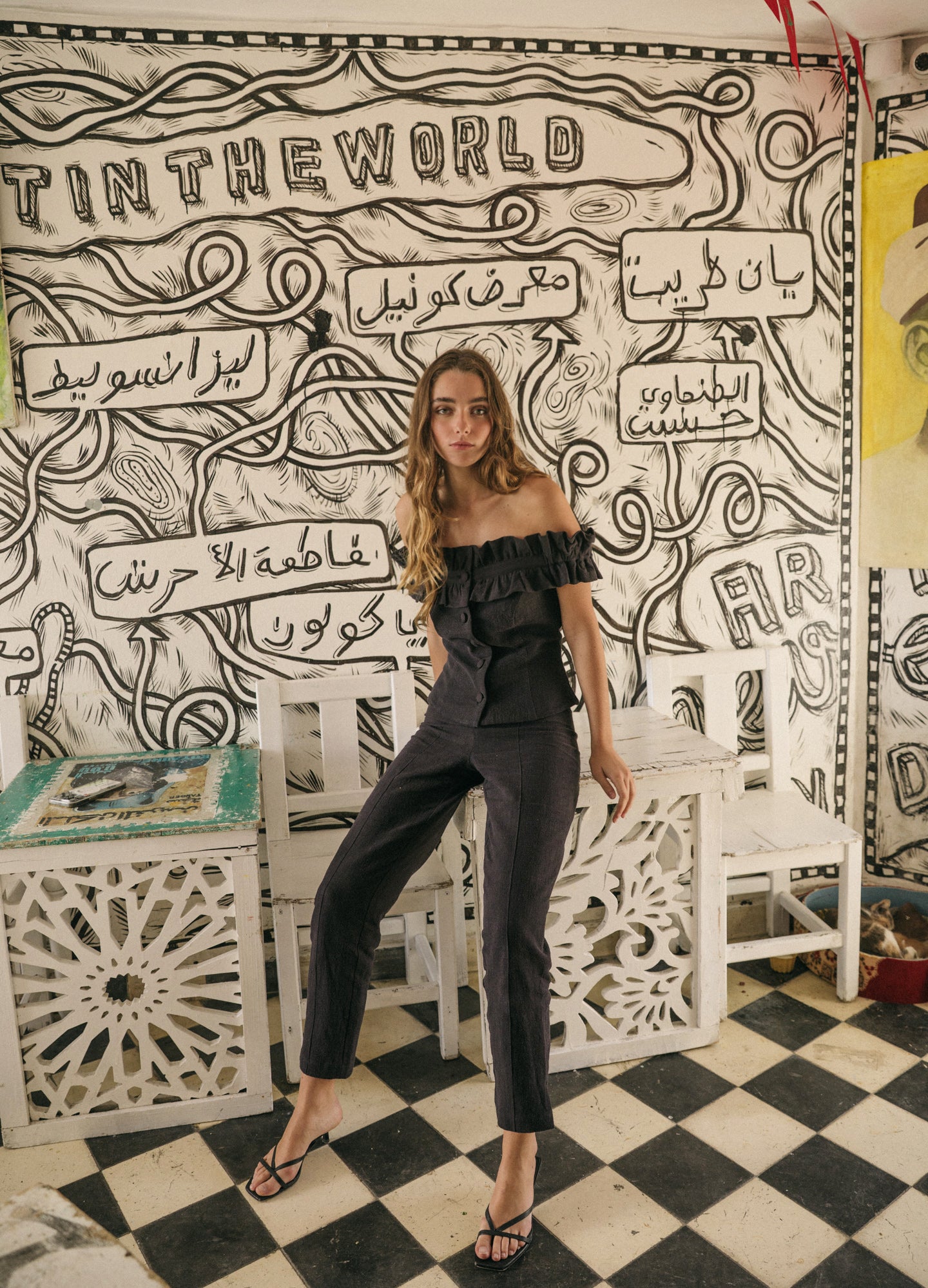 Conjunto de top y pantalón negro Seraphina-Lott