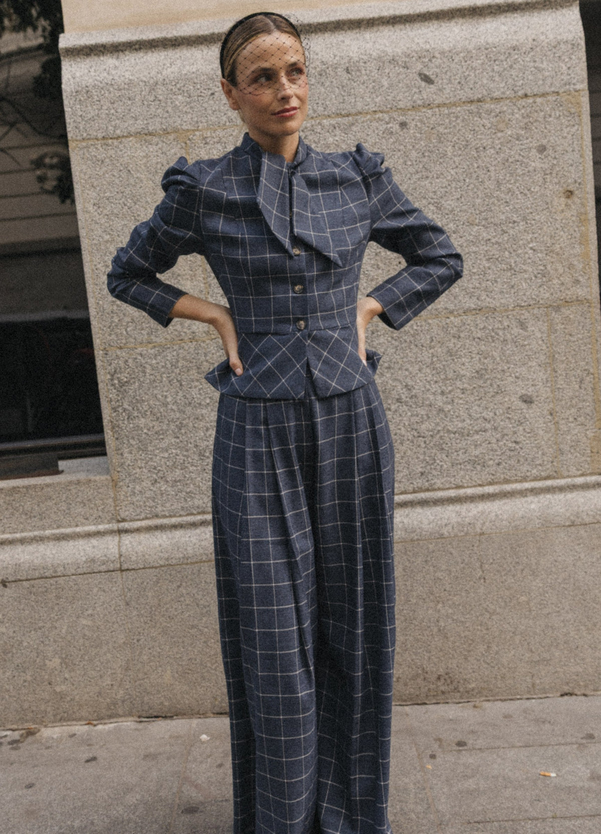 Traje de chaqueta Vionnet Philipp denim de cuadros | Cherubina