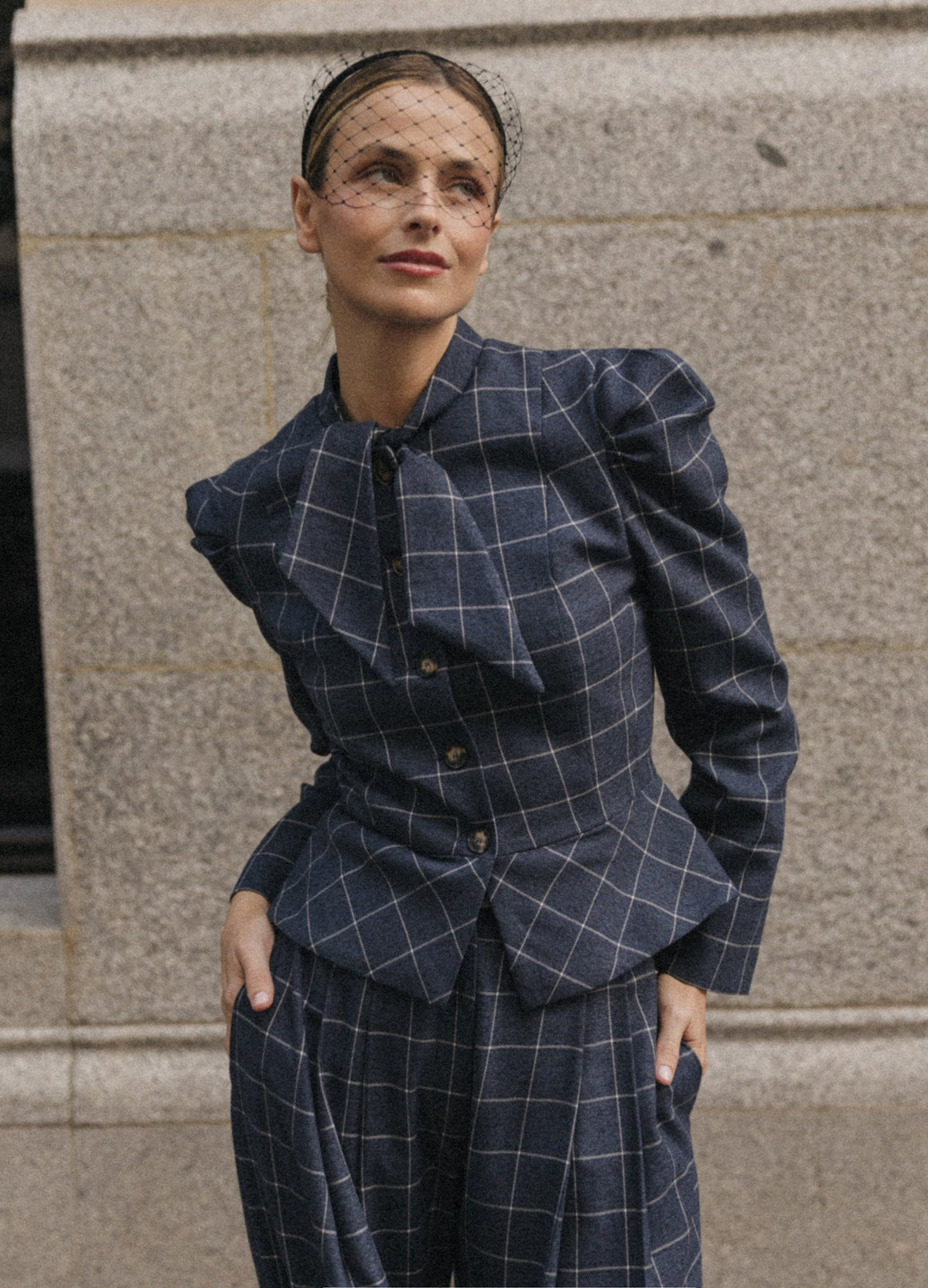 Traje de chaqueta Vionnet Philipp denim de cuadros | Cherubina