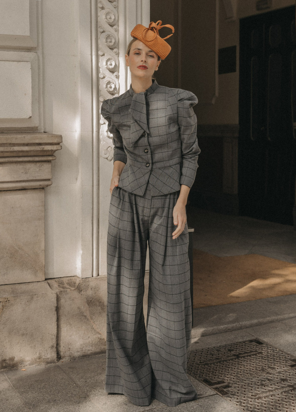 Traje de chaqueta Vionnet Philipp gris de cuadros | Cherubina