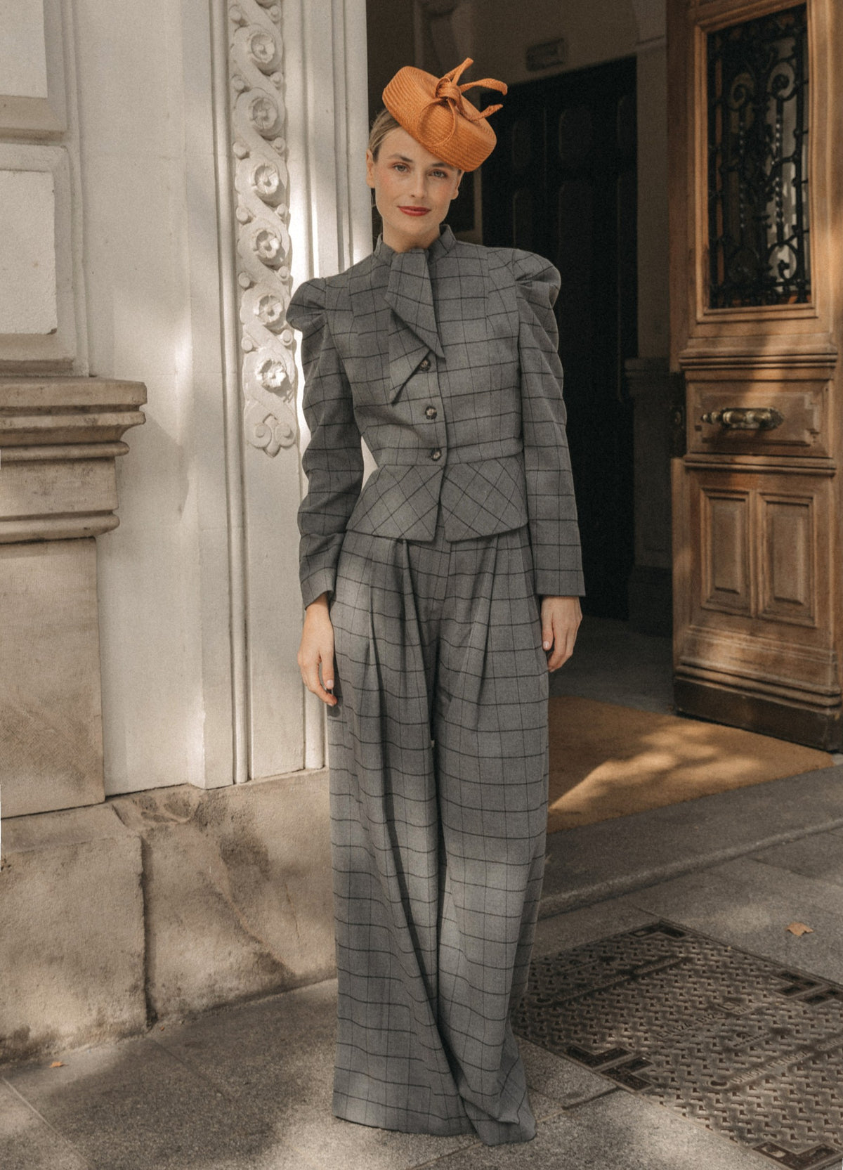 Traje de chaqueta Vionnet Philipp gris de cuadros | Cherubina