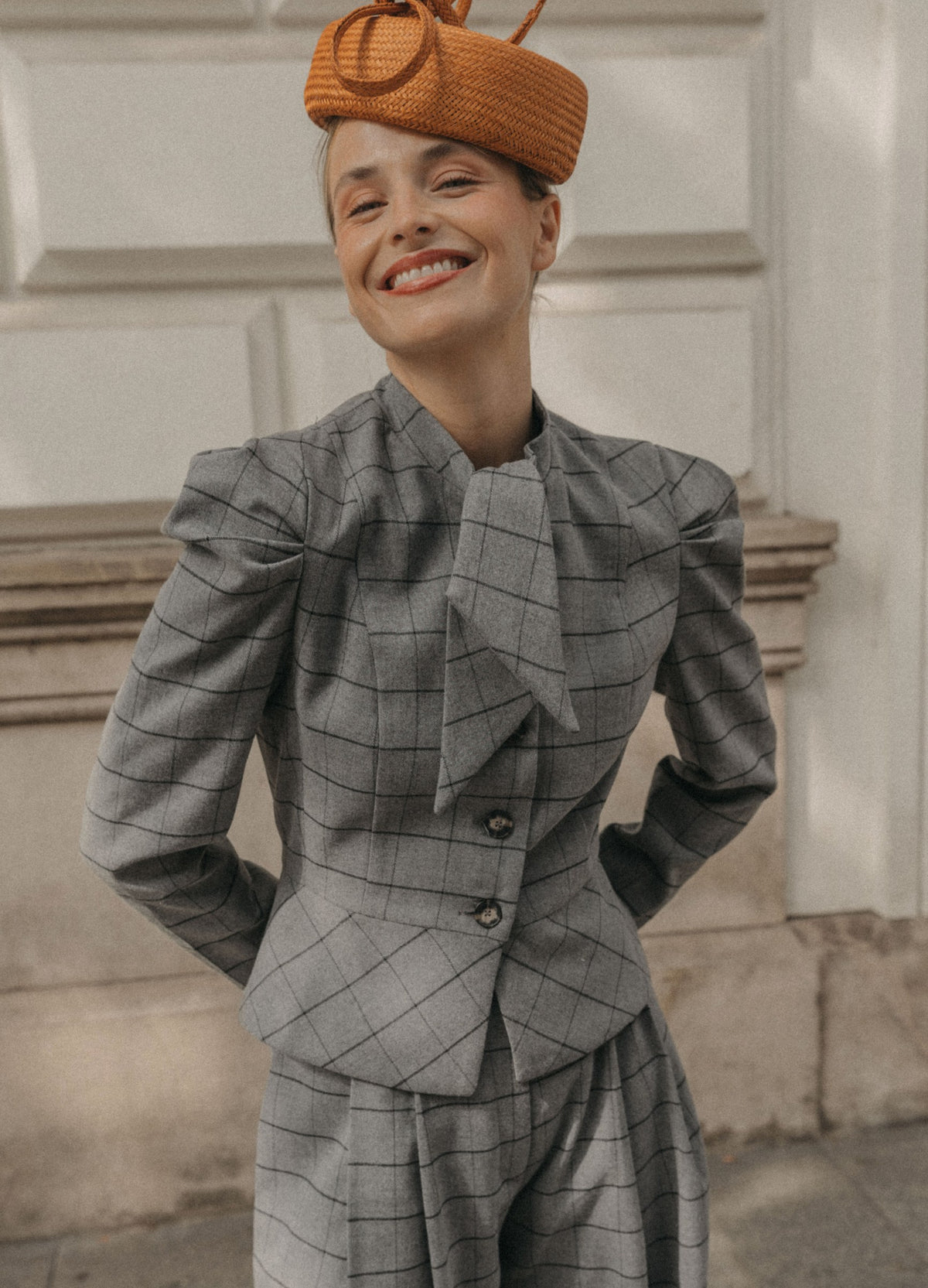 Traje de chaqueta Vionnet Philipp gris de cuadros | Cherubina