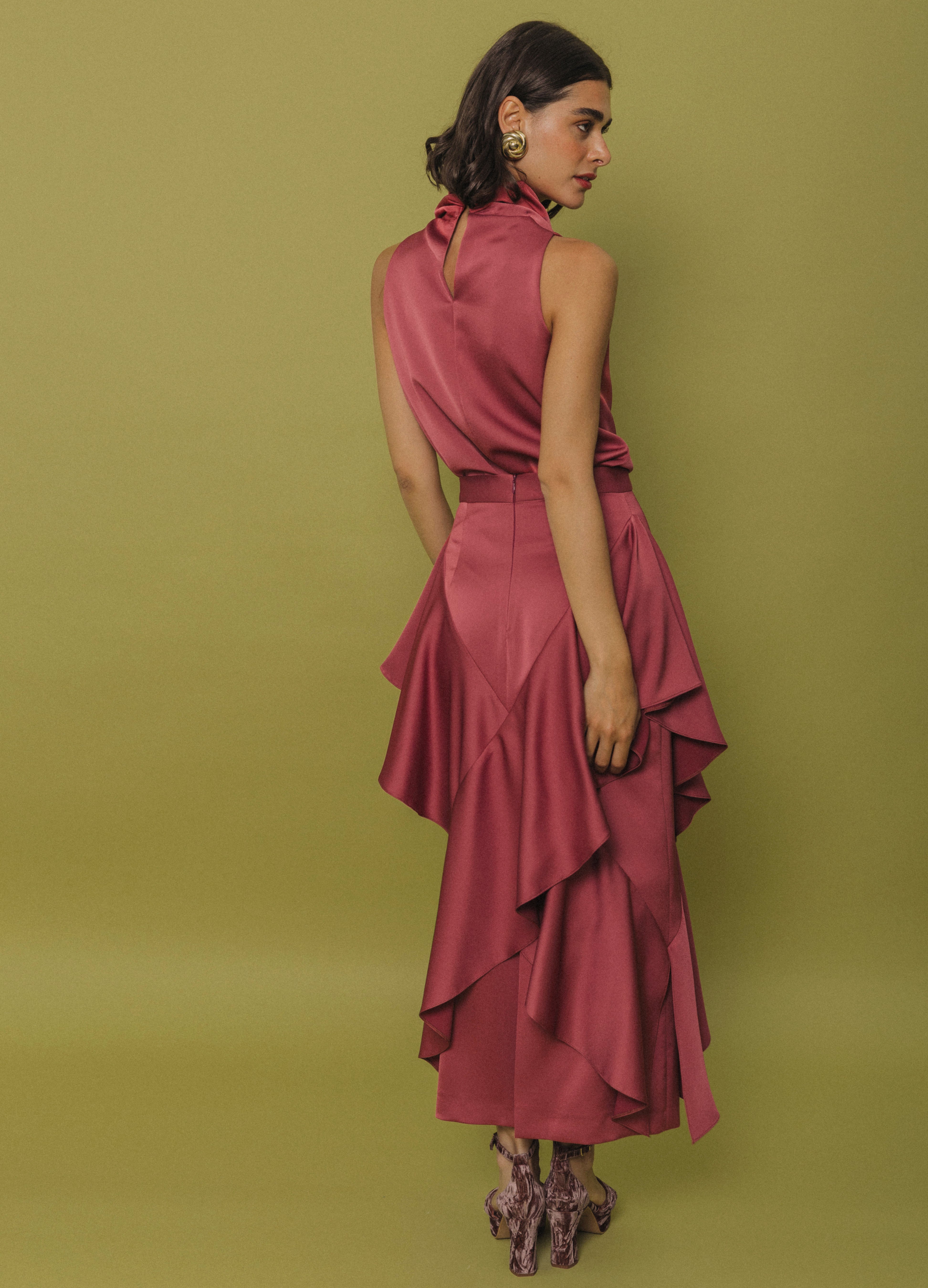 Conjunto Top Ash y Falda Deborah en blush, vista trasera | Cherubina