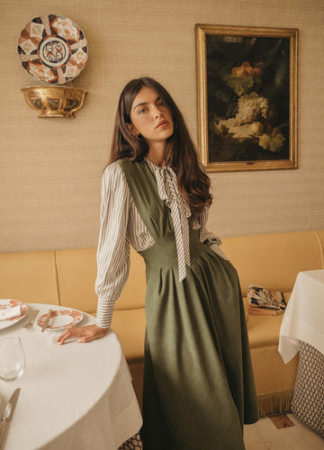 Brenda Pinafore Dress Kaki XXS - Main Image