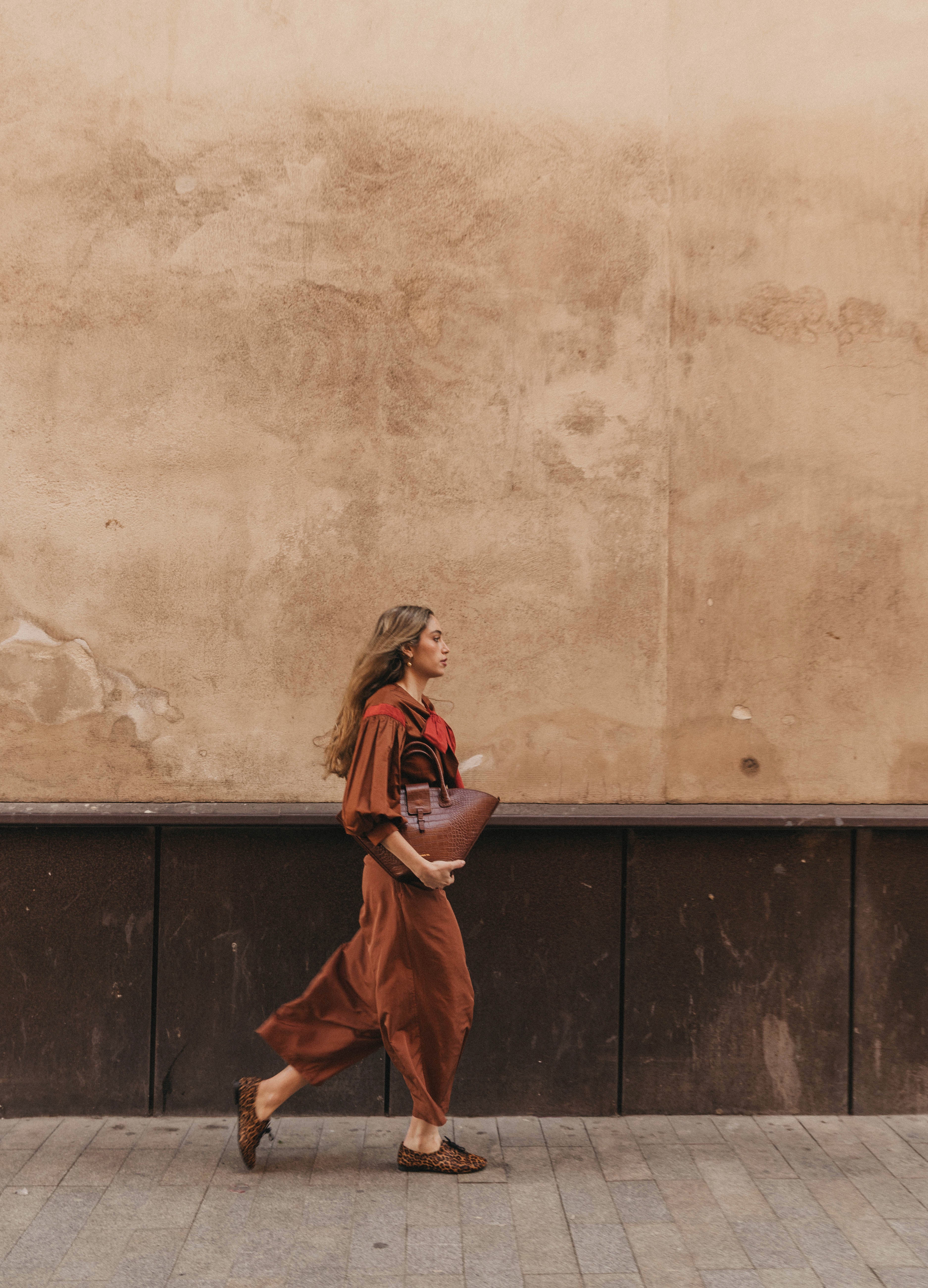 Bessie-Riley brown blouse and trouser set 