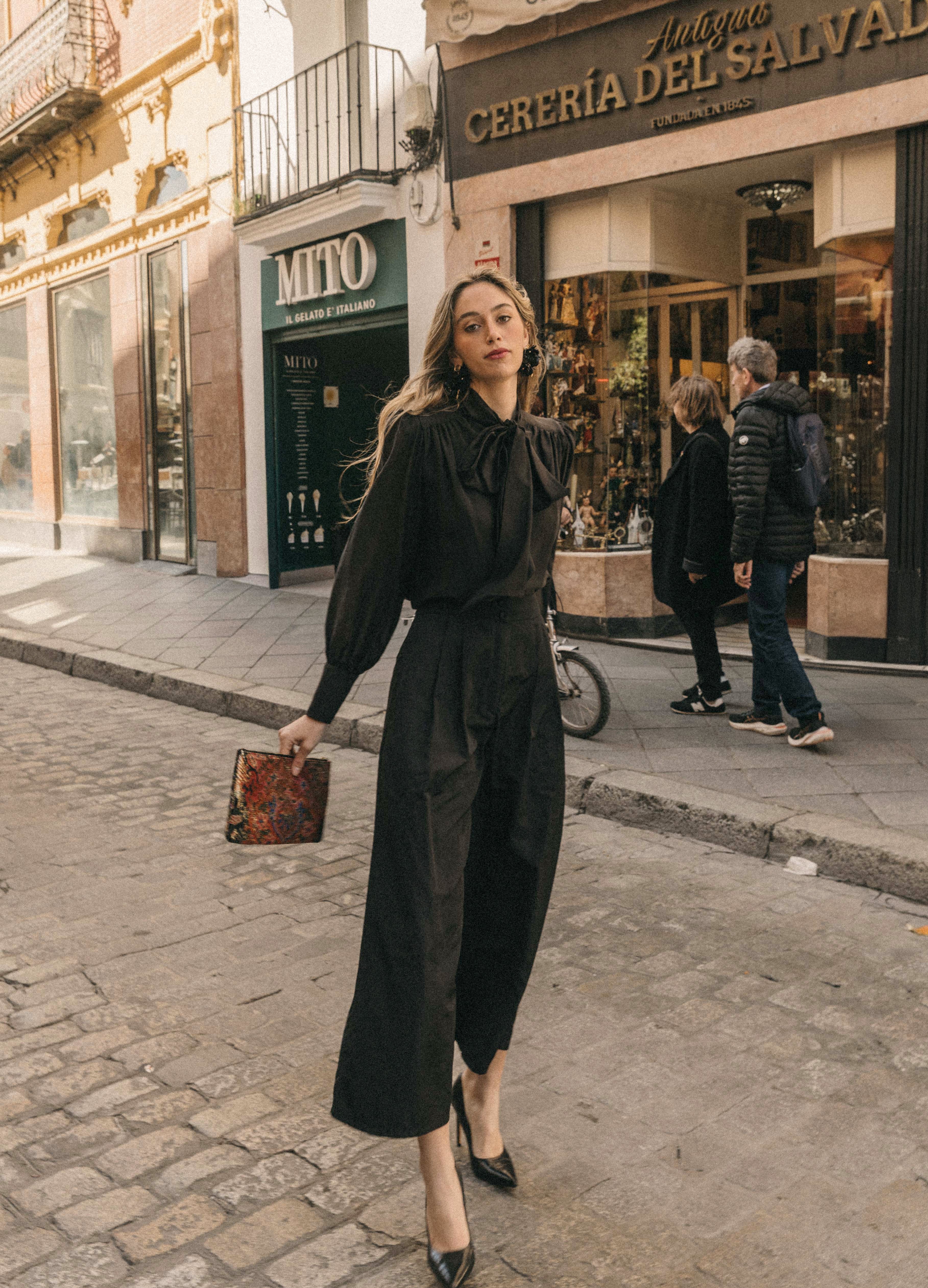 Tiana-Riley black blouse and pants set