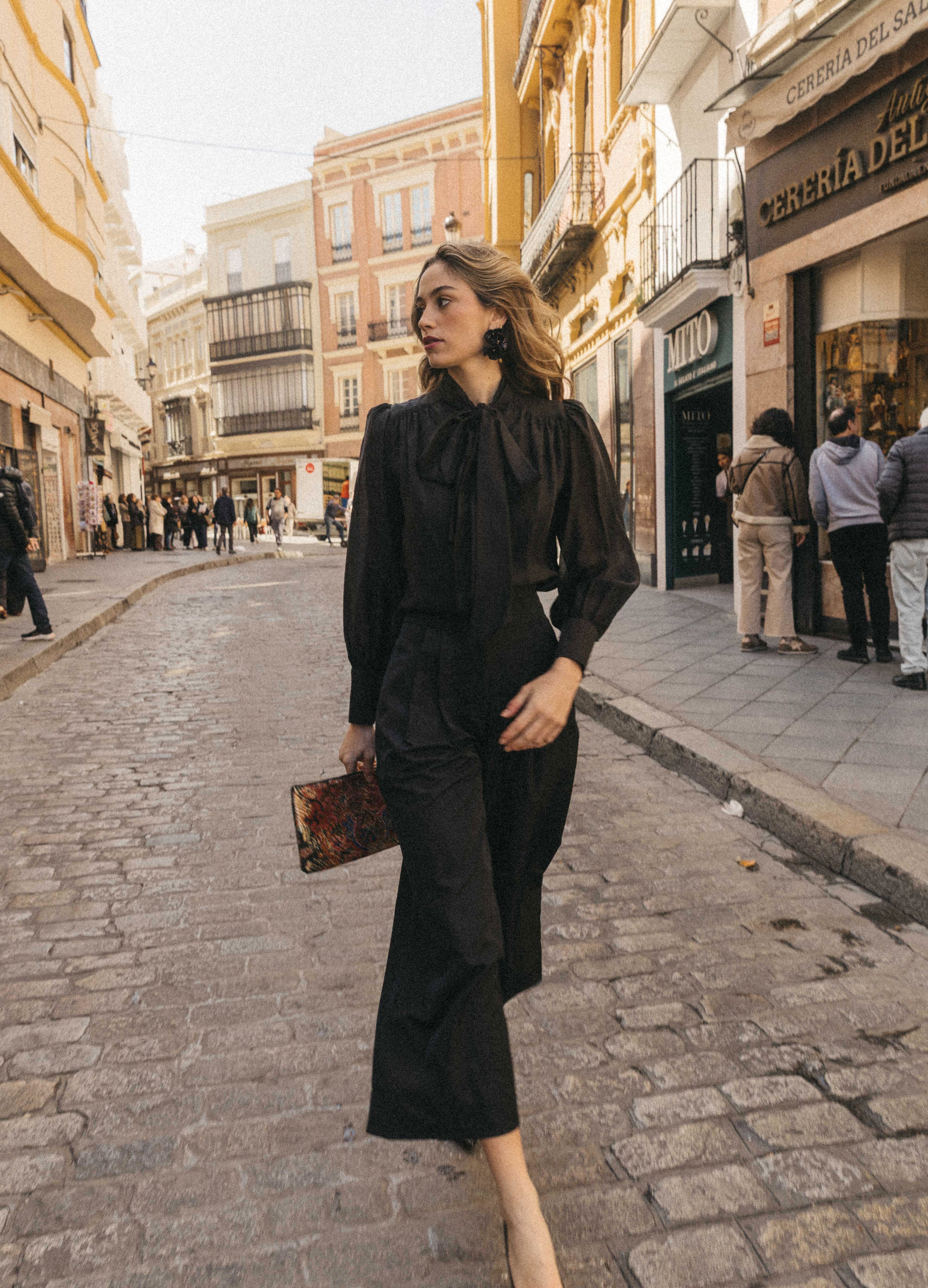 Tiana-Riley black blouse and pants set