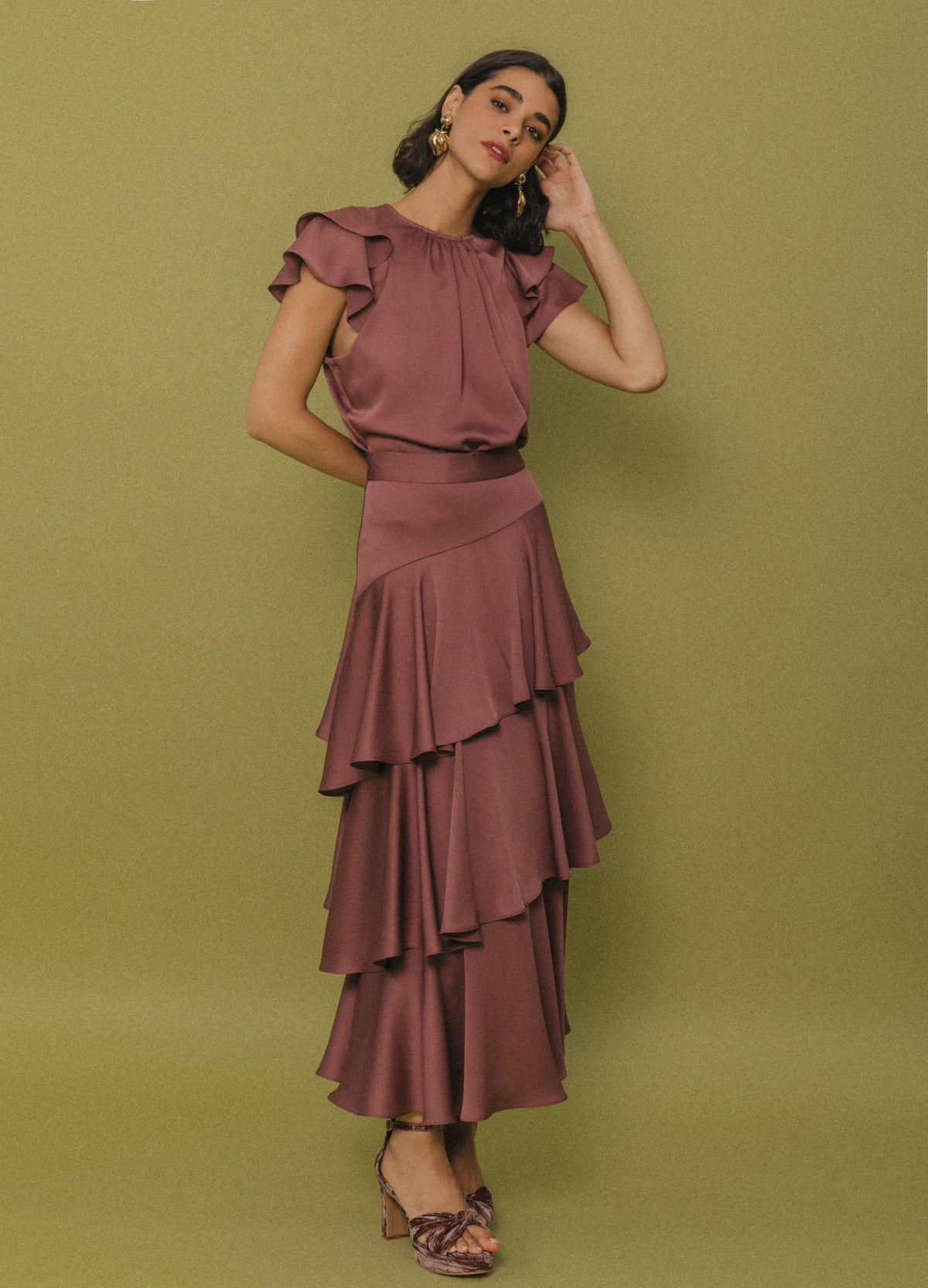 Falda Marquee malva combinada con el Top Vesper