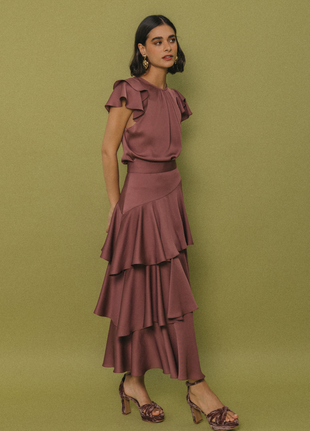 Top Vesper malva combinado con la Falda Marquee