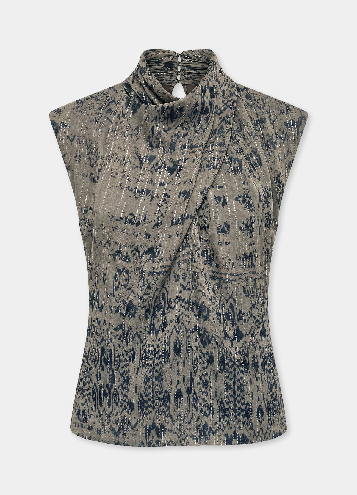 Conjunto de top Vienne Brillo y pantalón Elisette gris
