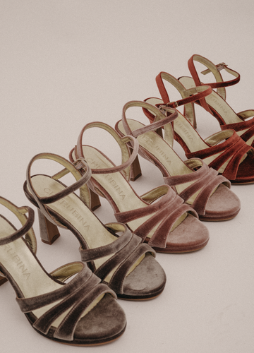 Sandalias Terciopelo Gris Terciopelo Sandalias Tacon Grises