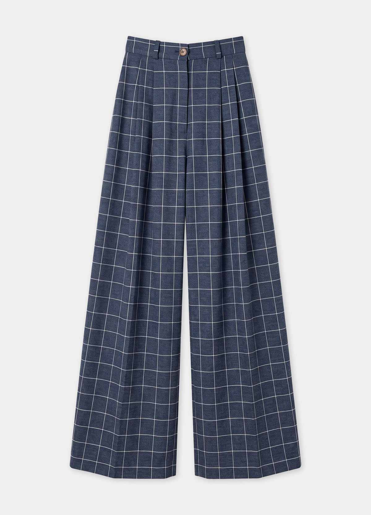 Pantalón Philipp denim de cuadros, pierna ancha | Cherubina