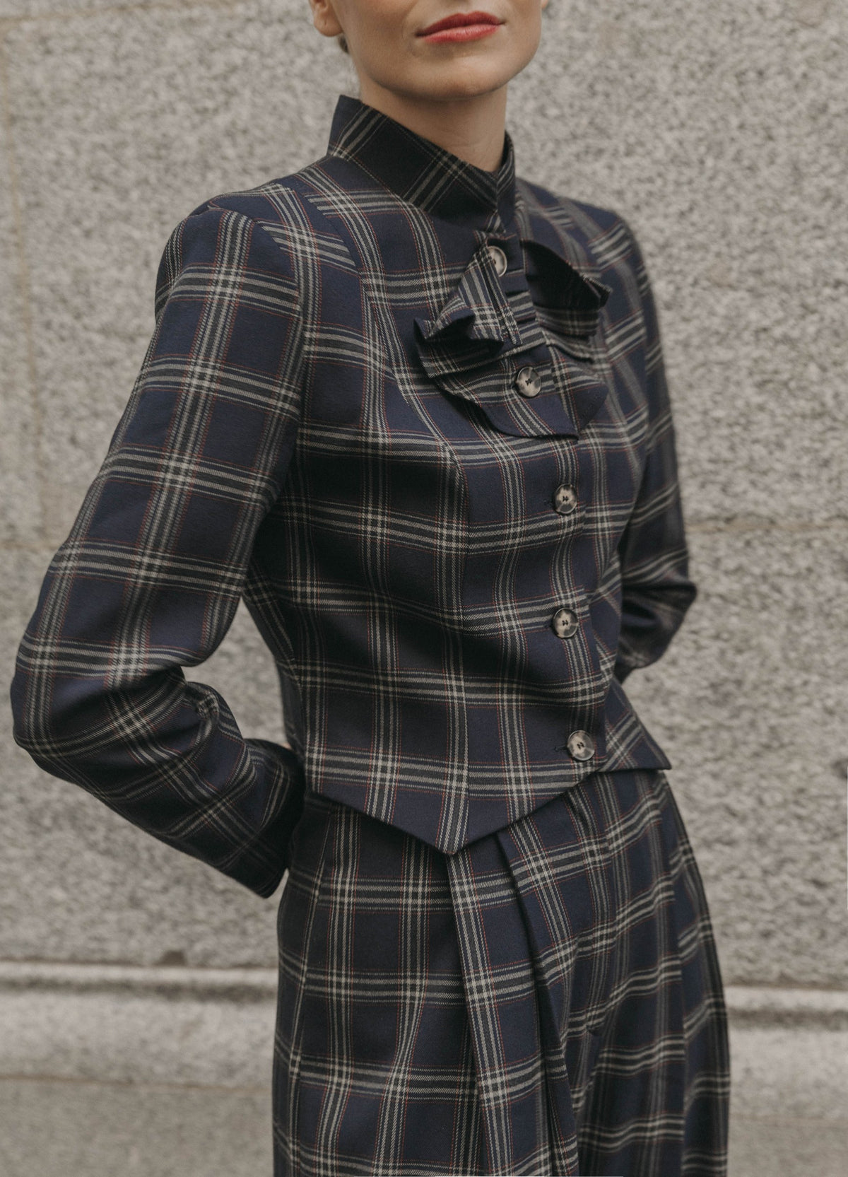 Traje de chaqueta Derbye Philipp marino de cuadros | Cherubina