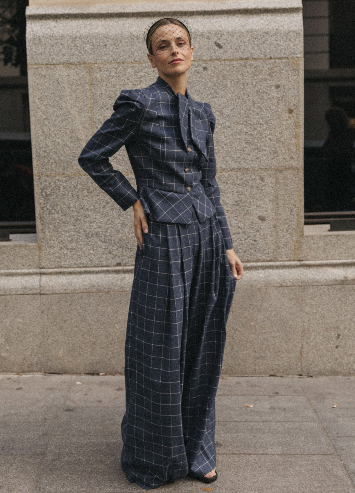 Traje de chaqueta Vionnet Philipp denim de cuadros | Cherubina