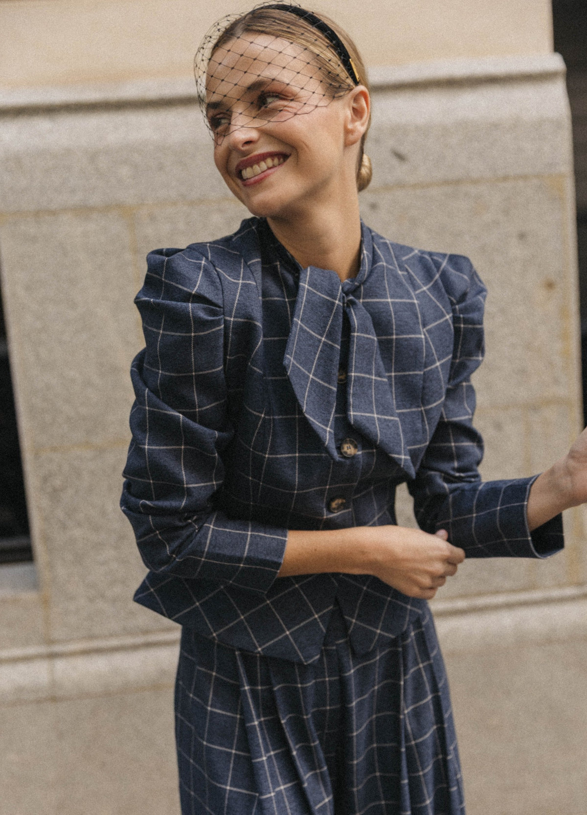 Traje de chaqueta Vionnet Philipp denim de cuadros | Cherubina