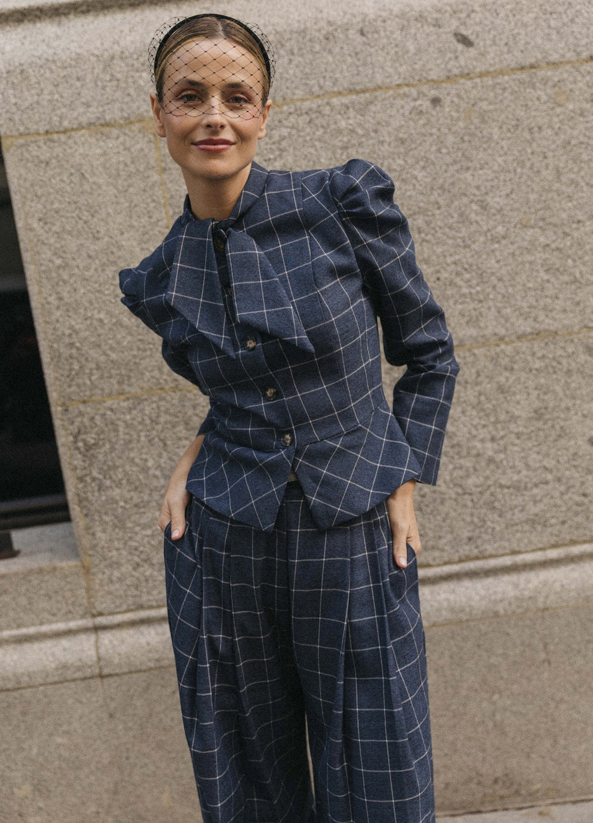 Traje de chaqueta Vionnet Philipp denim de cuadros | Cherubina