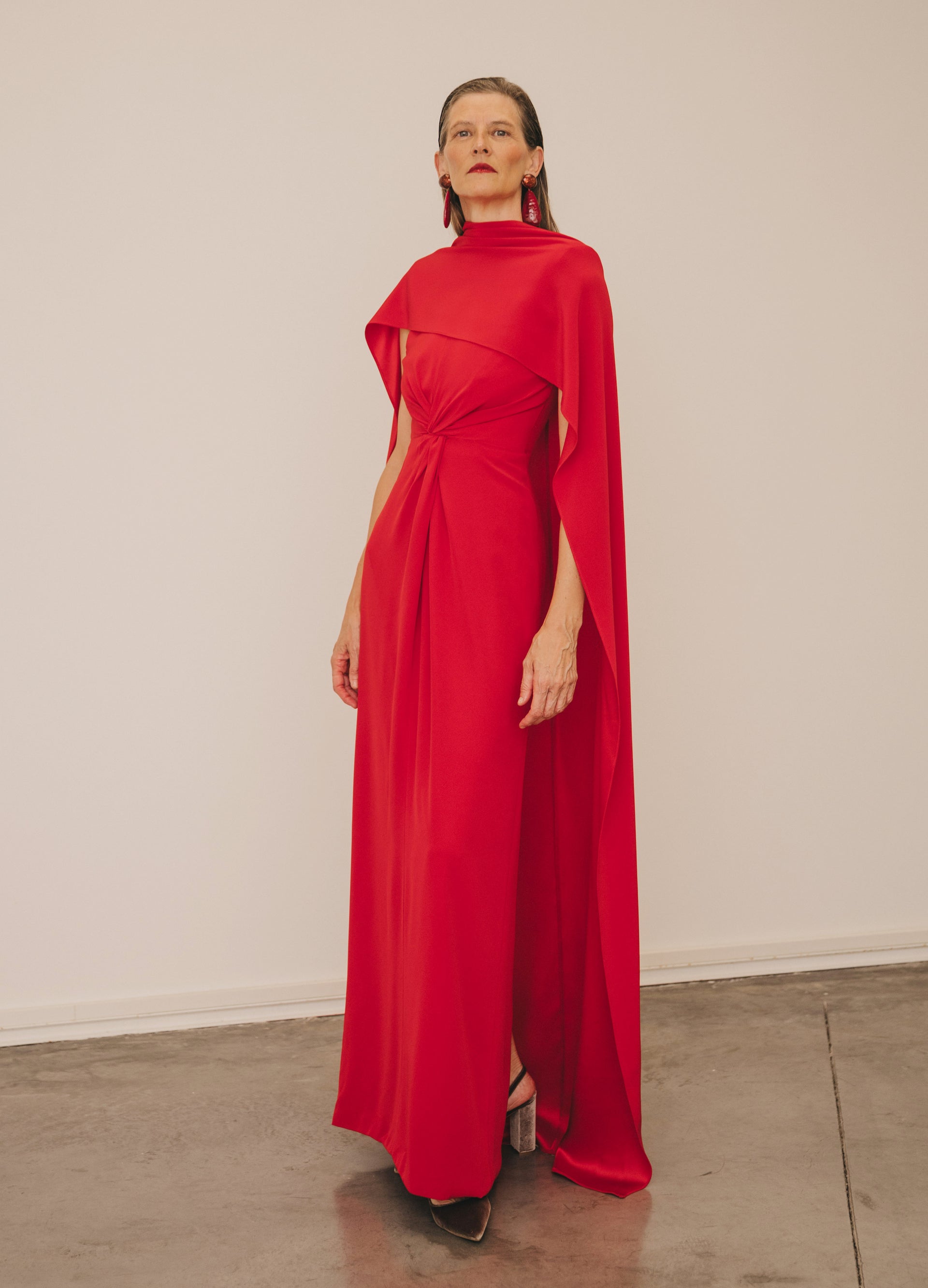 spanish dress designers mother of the bride Draped | BARBARA Off-Shoulder A-line Tulle Wedding Crafted for the mother size:2T Red wedding guest dress